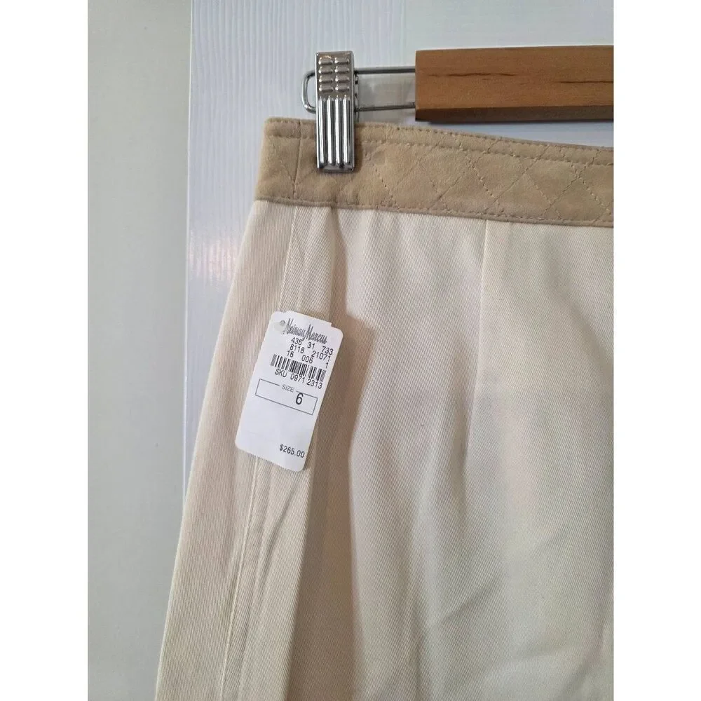 Tory Burch Pencil Skirt Cream Logo Button Front Cargo Pocket NWT $265 Sz 6